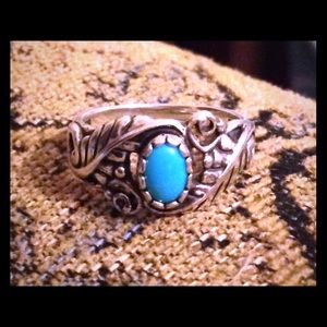 Sleeping Beauty Turquoise And Sterling Silver Ring - image 1